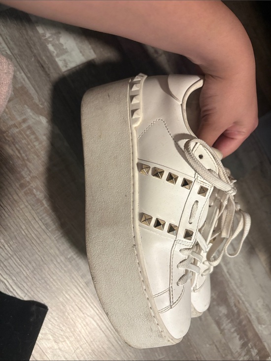 Valentino Garavani Shoes - Valentino Garavani White Platform Studded Sneakers